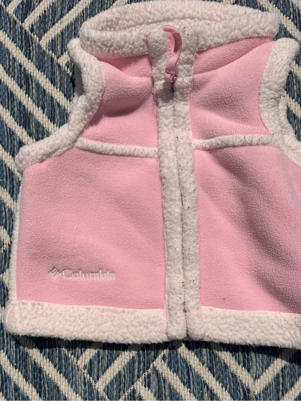 Columbia Kids Pink Fleece Vest with White Sherpa Trim